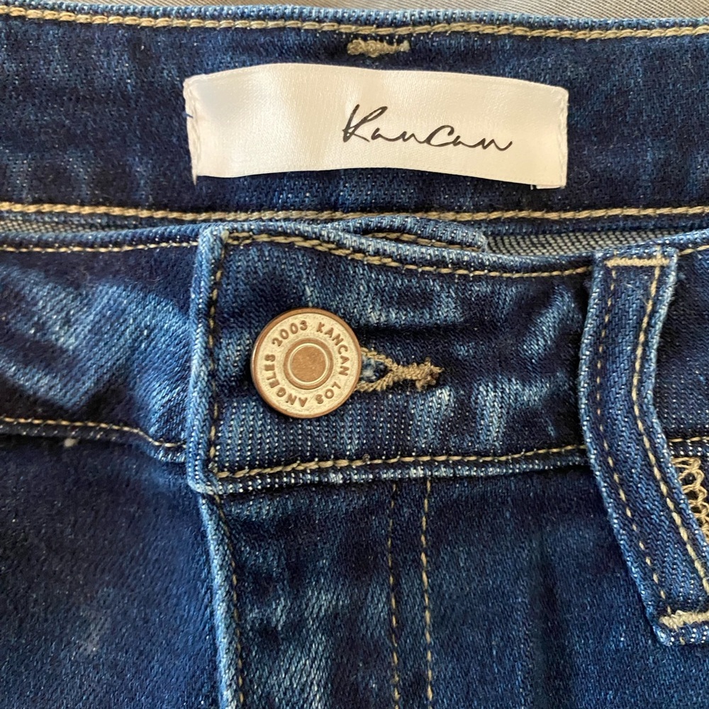 KanCan Dark Wash High Waist Cropped Wide Leg Jeans - Size 29 - Like New - Picture 3 of 4